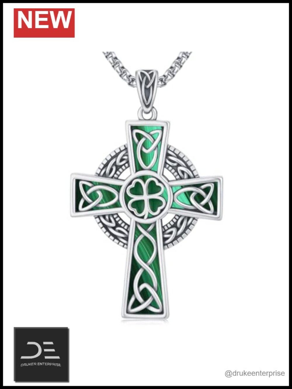 925 Sterling Silver Celtic Cross Pendant Necklace Irish Religious Jewelry